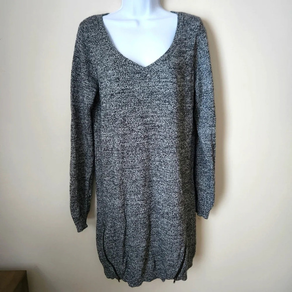 BP Nordstrom | Long Sleeve Marled Knit Zippered Hem Sweater Dress - Size L - Picture 1 of 8